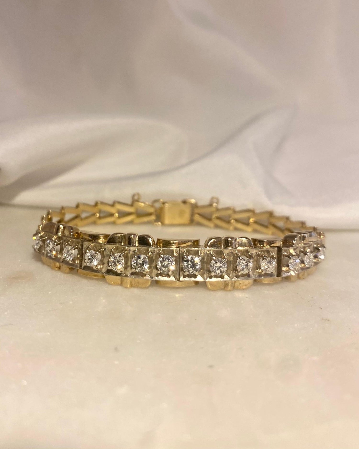 Bracelet Vintage Diamants 1.12 Carat &quot;Gildaé&quot; - Elliade Paris