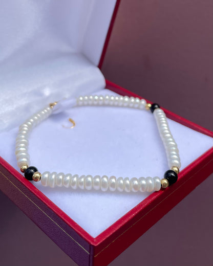Bracelet Perles &amp; Onyx &quot;Dorothée&quot;