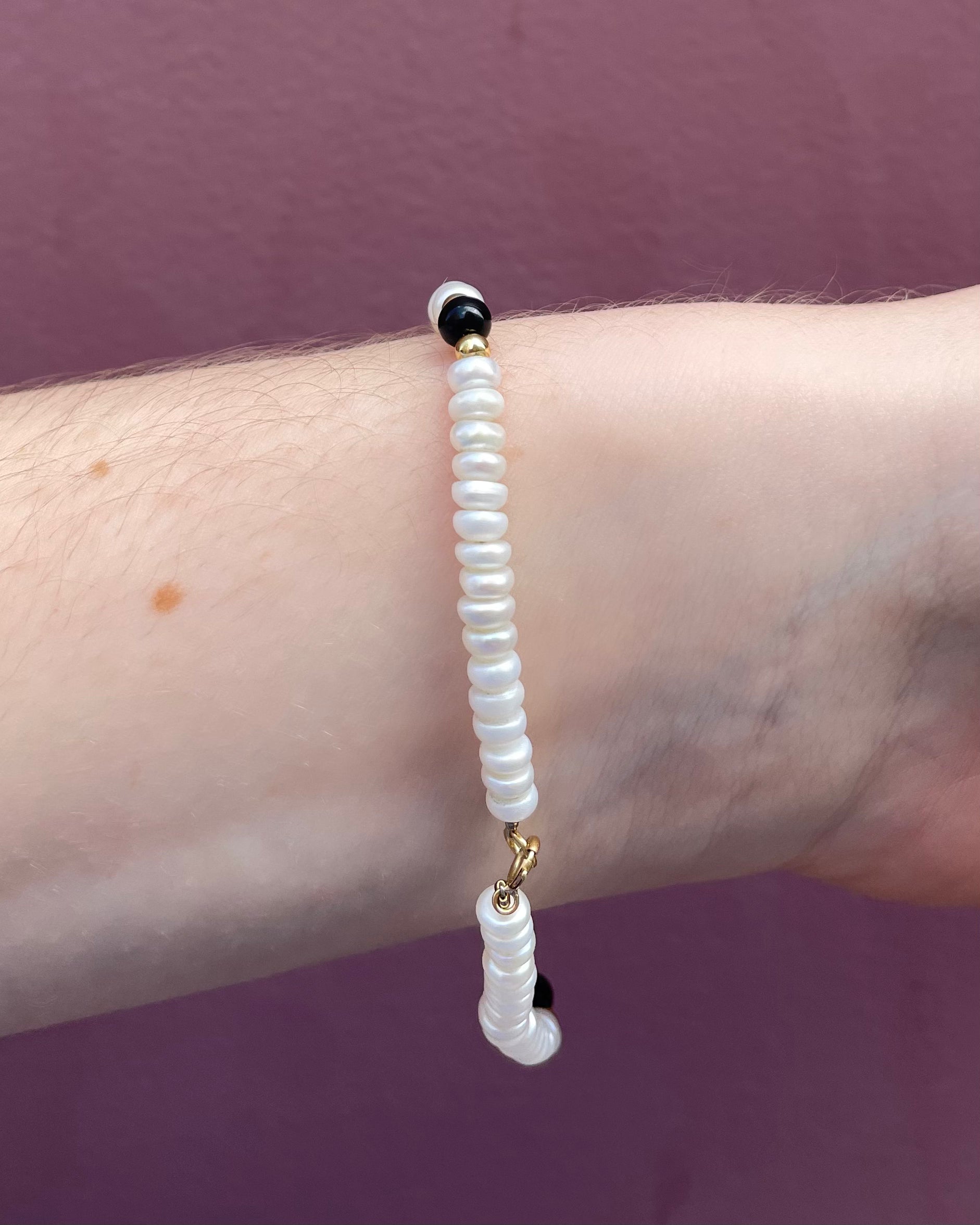 Bracelet Perles &amp; Onyx &quot;Dorothée&quot;