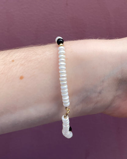 Bracelet Perles &amp; Onyx &quot;Dorothée&quot;