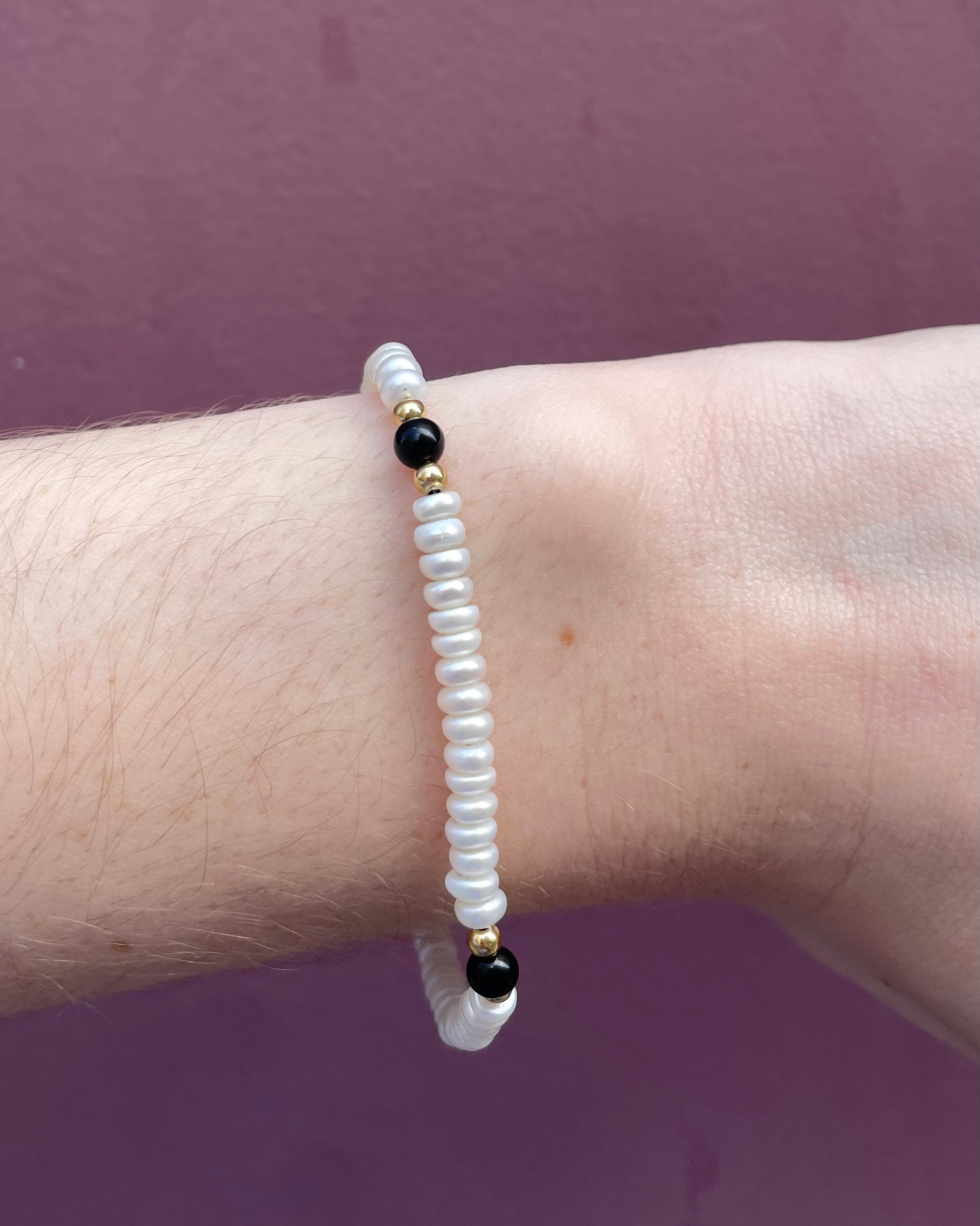 Bracelet Perles &amp; Onyx &quot;Dorothée&quot;