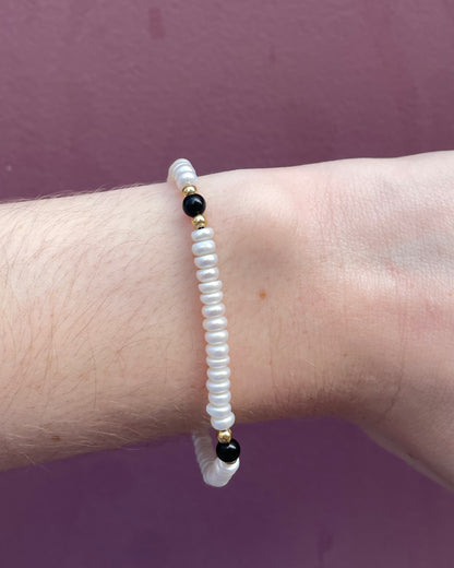 Bracelet Perles &amp; Onyx &quot;Dorothée&quot;