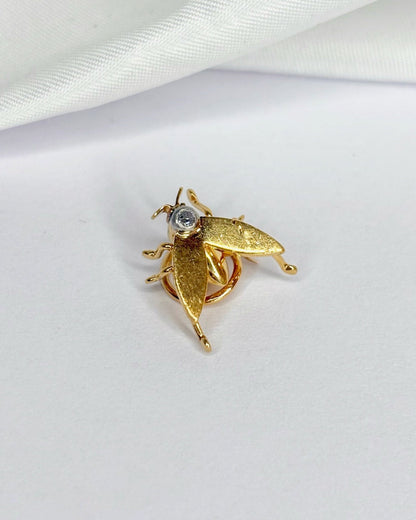 Broche Abeille Or Jaune &amp; Diamant "Maya" - Elliade Paris