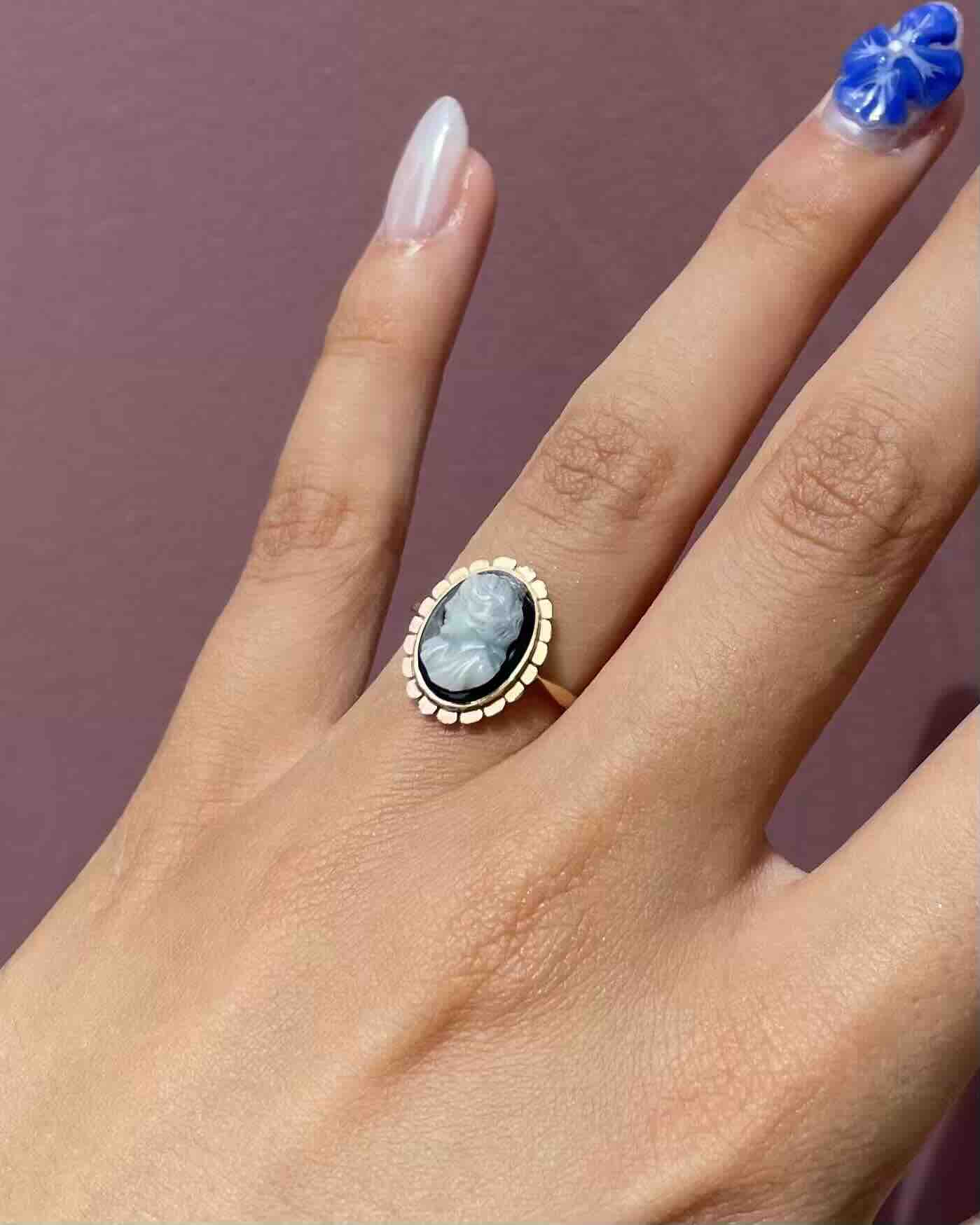 Bague vintage Camée Agate "Eleanor" - Elliade Paris