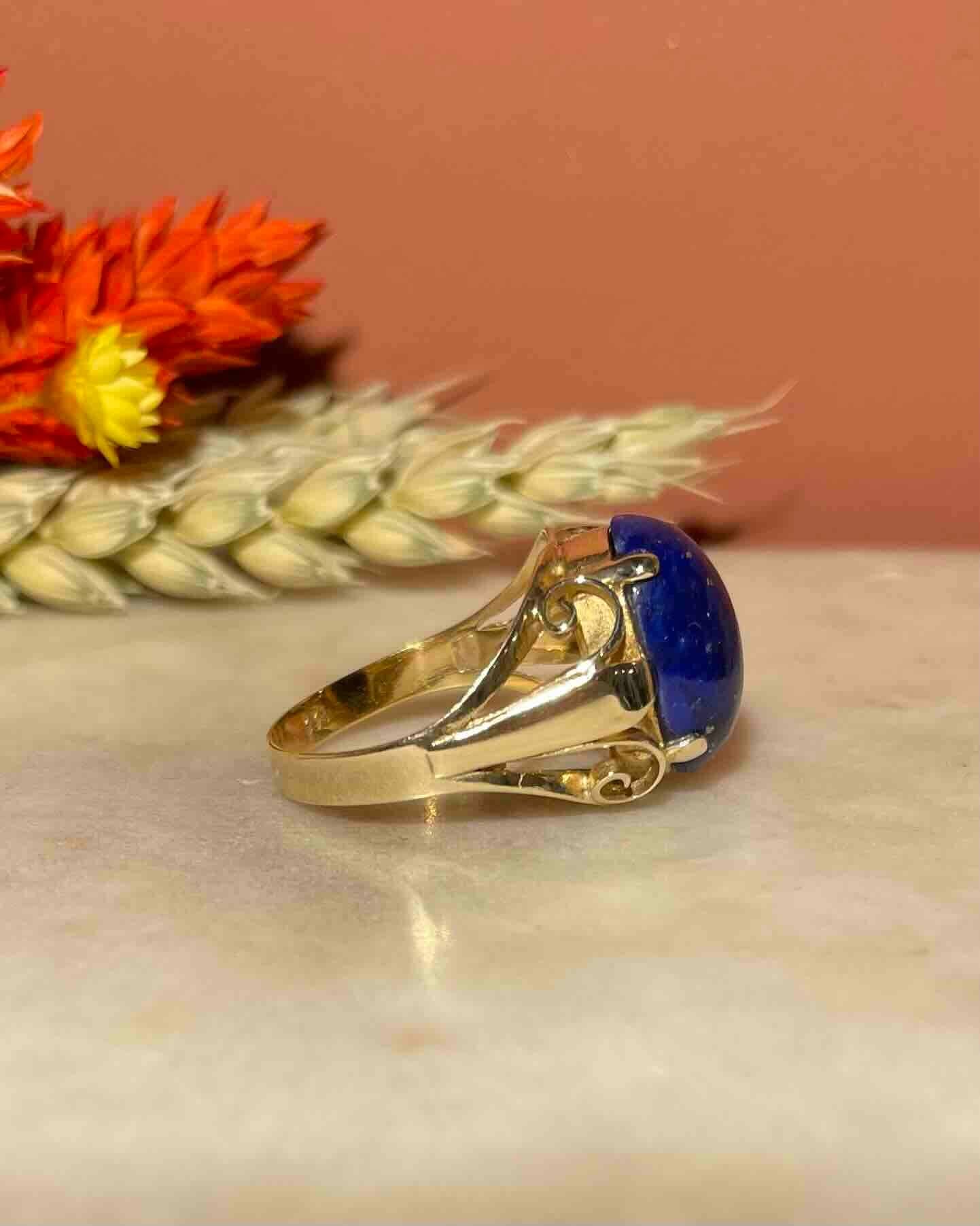 Chevalière Cabochon Lapis - Lazuli 5.30 carat "Flavia" - Elliade Paris