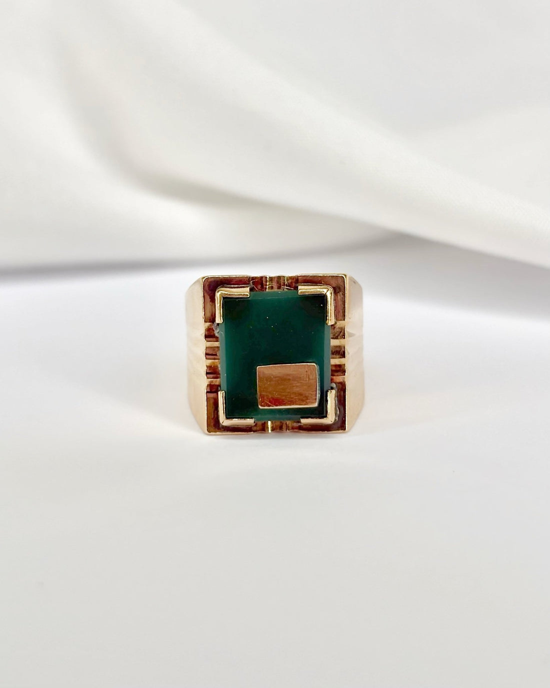 Chevalière Chrysoprase &amp; Or 18 carats 5,52g &quot;Tyam&quot; - Elliade Paris