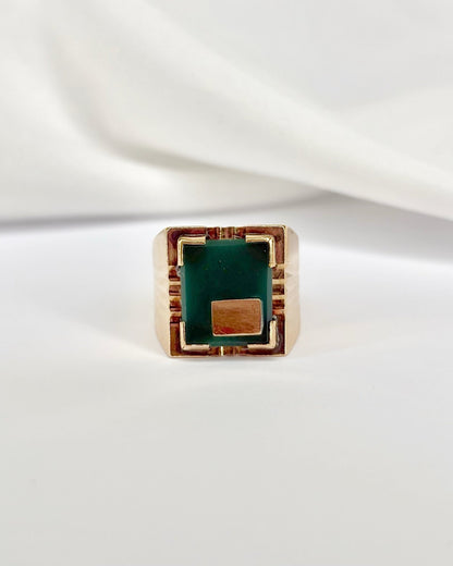 Chevalière Chrysoprase &amp; Or 18 carats 5,52g &quot;Tyam&quot; - Elliade Paris