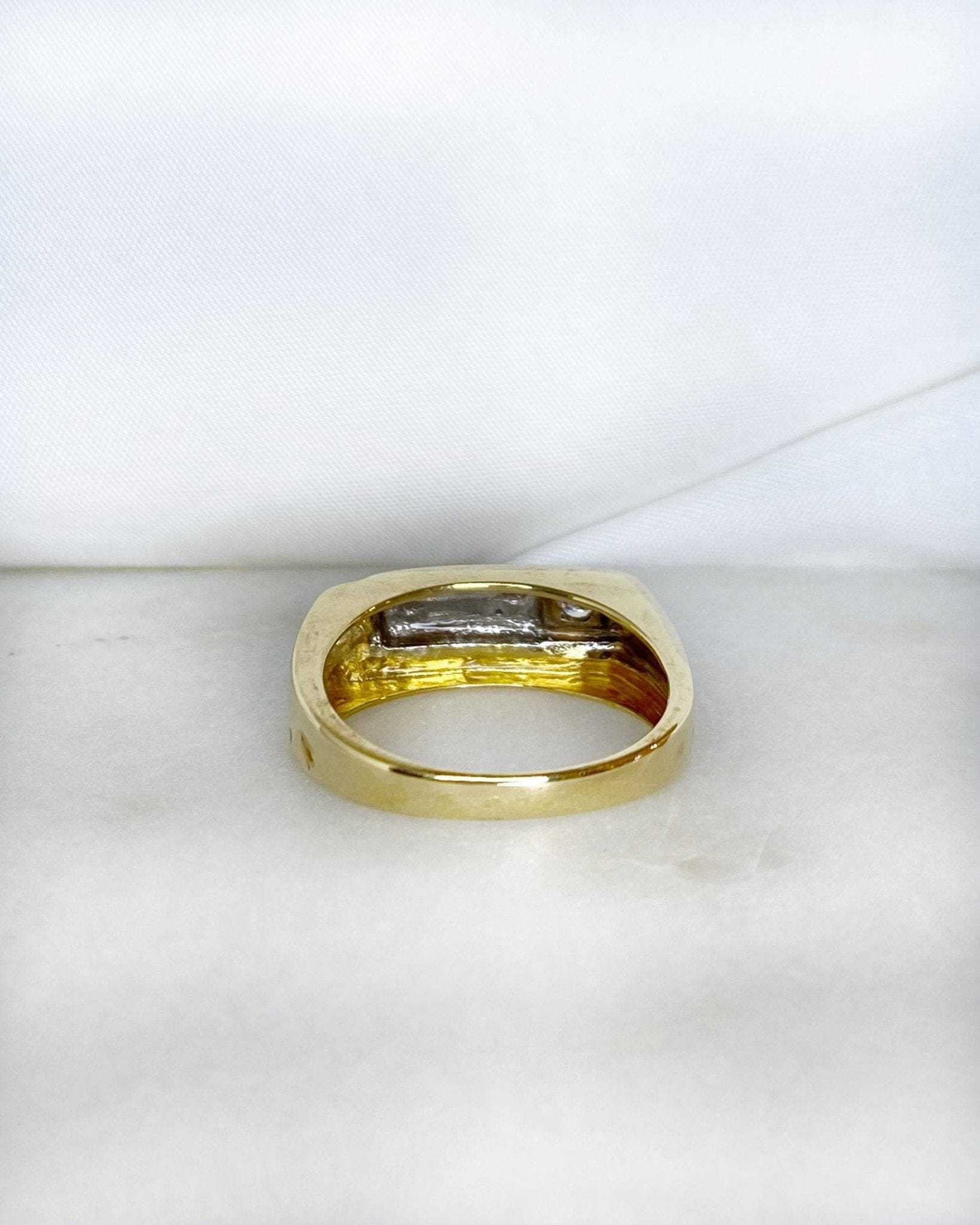 Chevalière Deux Ors 18 Carats &amp; Diamant "Soléa" - Elliade Paris