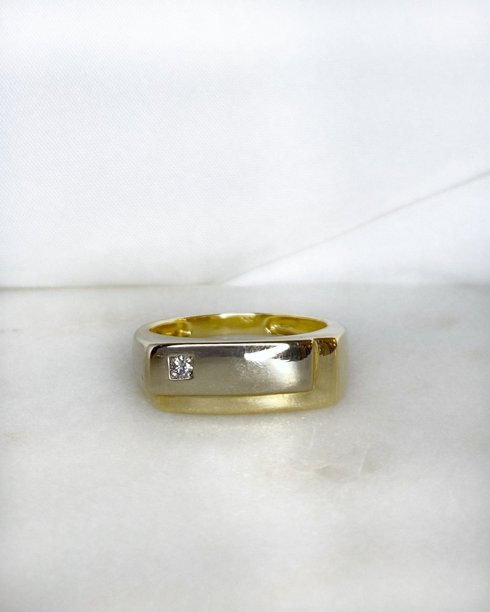 Chevalière Deux Ors 18 Carats &amp; Diamant "Soléa" - Elliade Paris