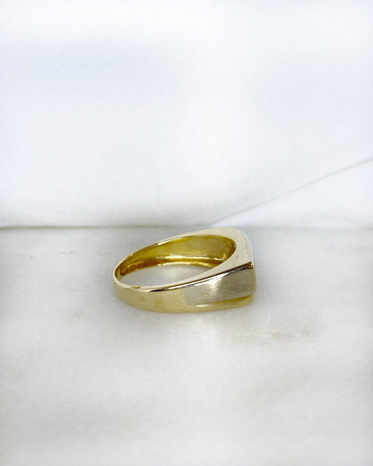 Chevalière Deux Ors 18 Carats &amp; Diamant &quot;Soléa&quot; - Elliade Paris