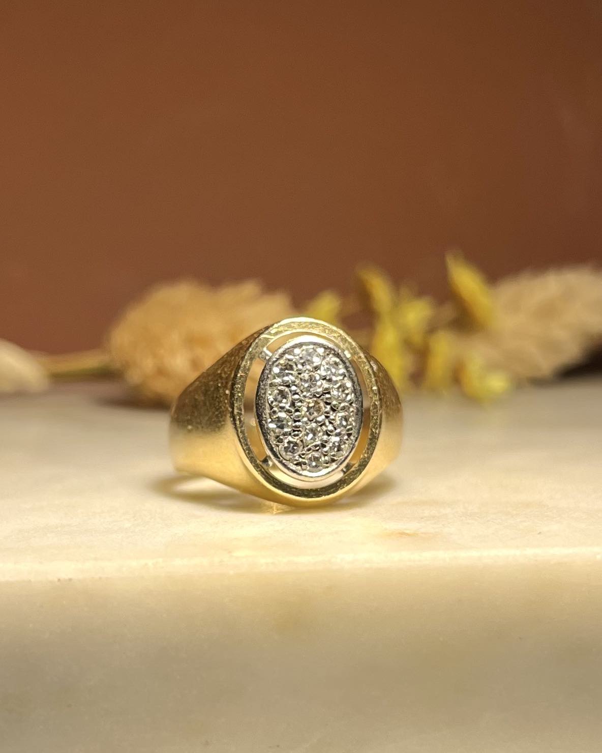 Chevalière en or &amp; Diamants vintage "Idia" - Elliade Paris