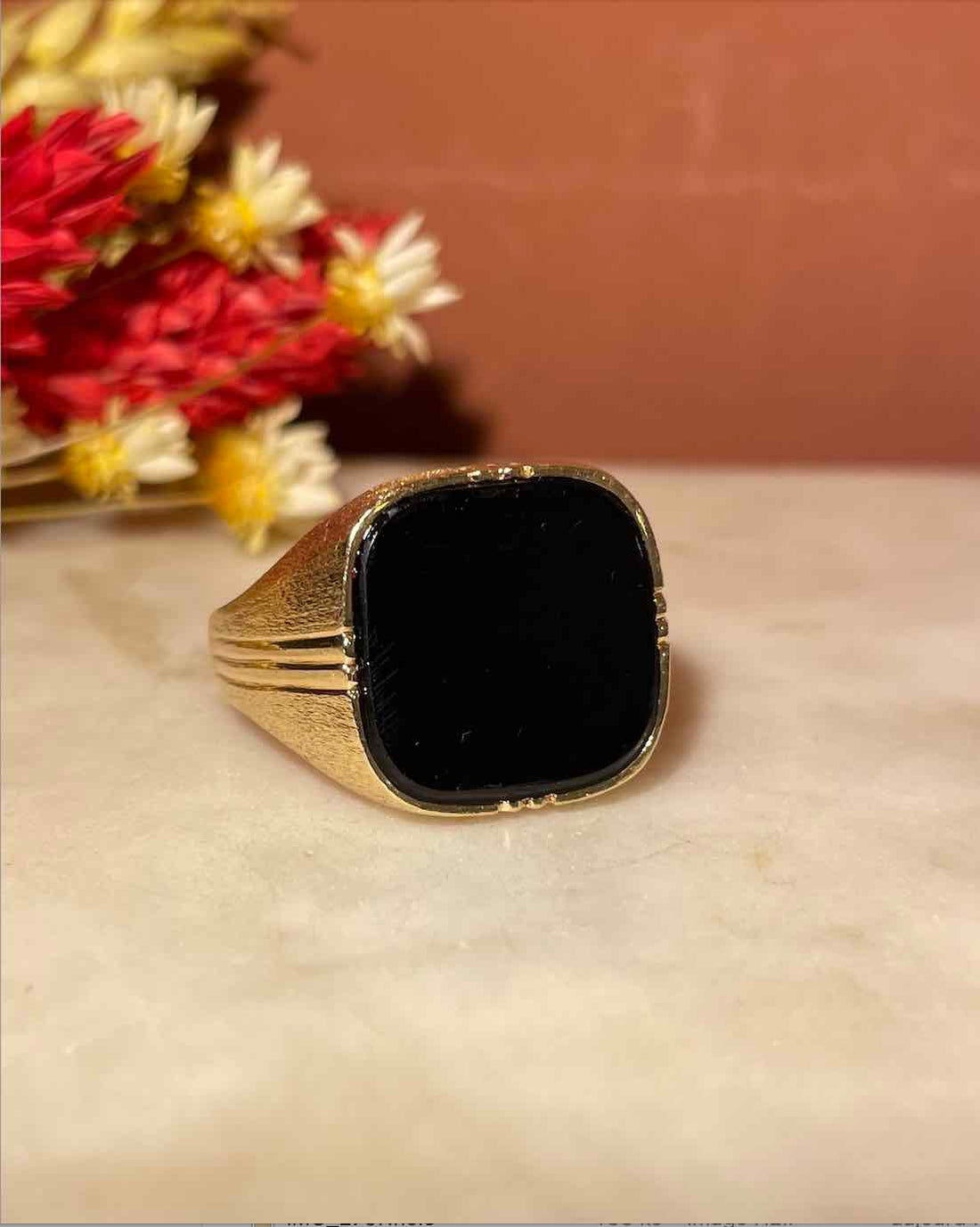 Bague chevalière Onyx "Spencer"