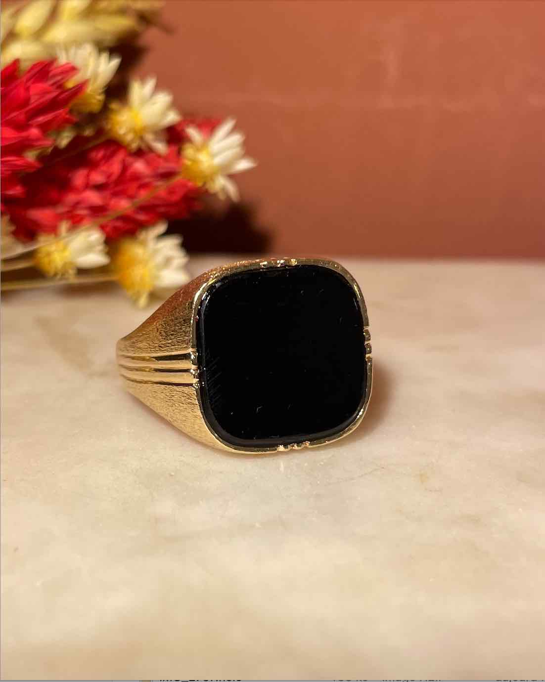 Bague chevalière Onyx "Spencer"