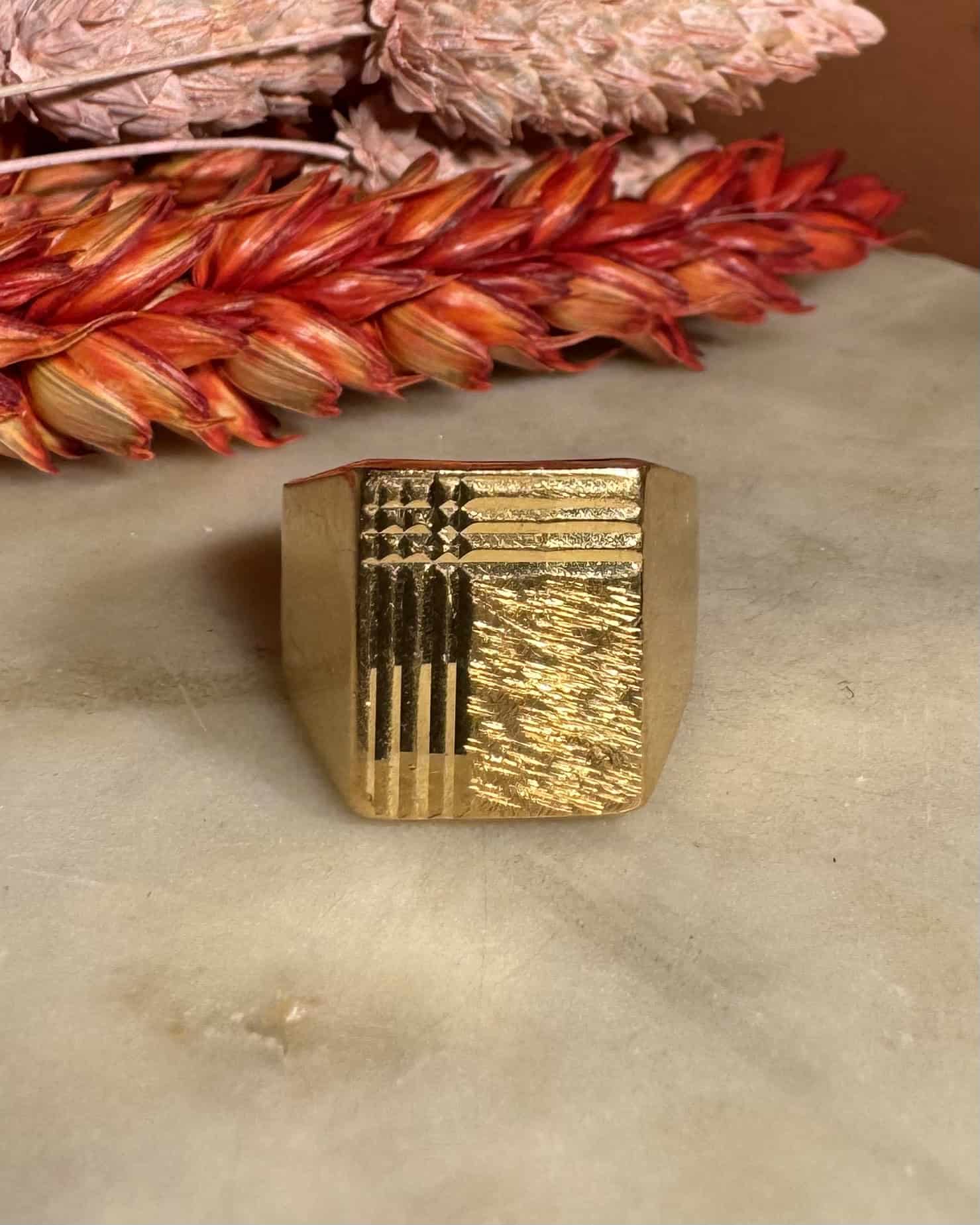Anillo de sello "Esteban" de oro de 18 quilates