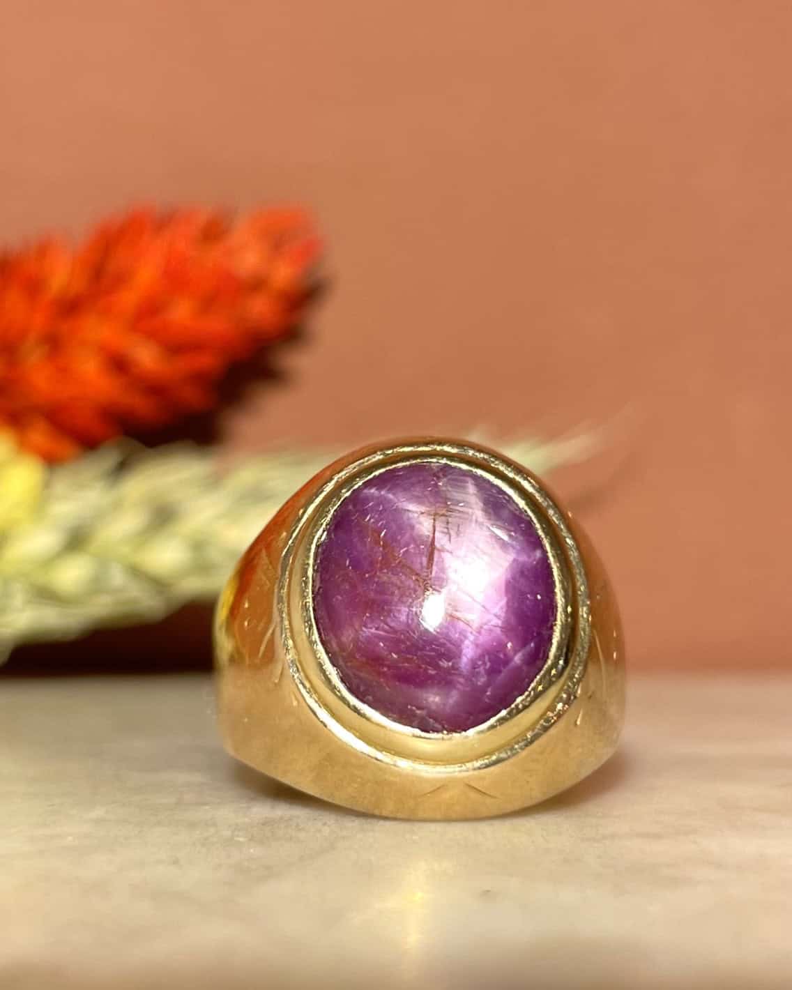 Chevalière Rubis Étoilé 5.50 Carats &quot;Emy&quot; - Elliade Paris