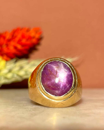 Chevalière Rubis Étoilé 5.50 Carats &quot;Emy&quot; - Elliade Paris
