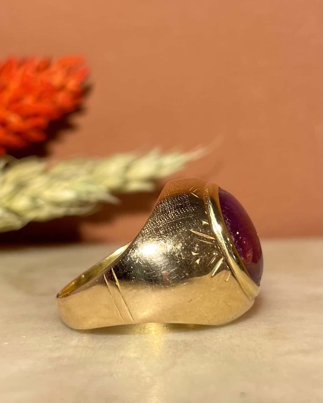 Chevalière Rubis Étoilé 5.50 Carats &quot;Emy&quot; - Elliade Paris