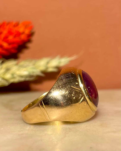 Chevalière Rubis Étoilé 5.50 Carats &quot;Emy&quot; - Elliade Paris
