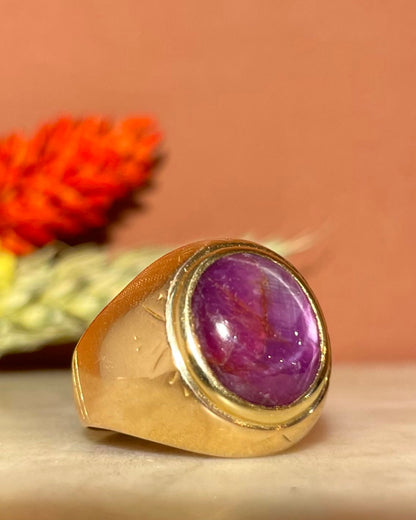Chevalière Rubis Étoilé 5.50 Carats &quot;Emy&quot; - Elliade Paris