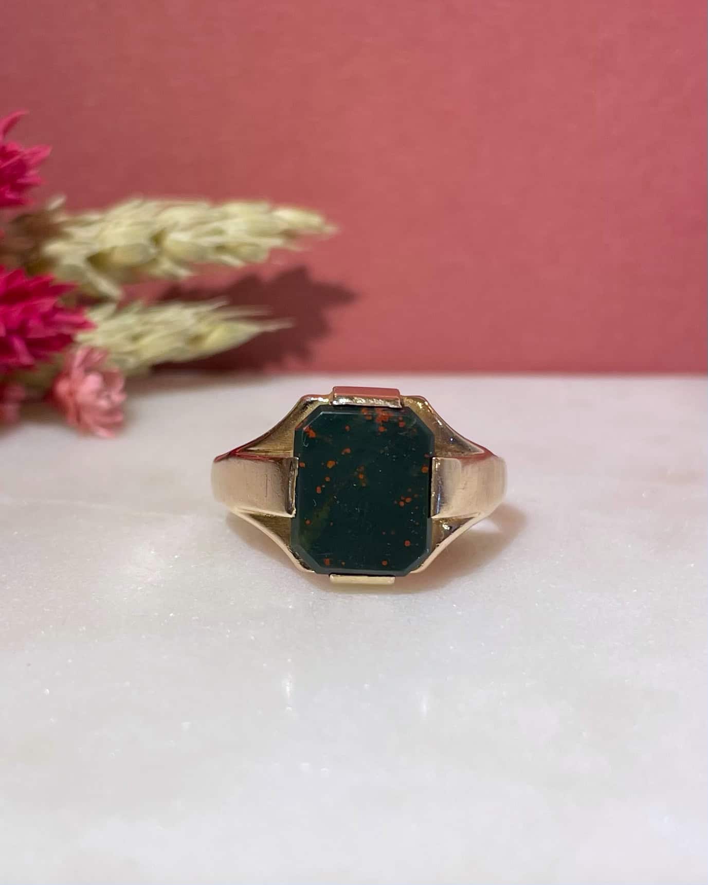 "Kyaa" Blood Jasper Signet Ring