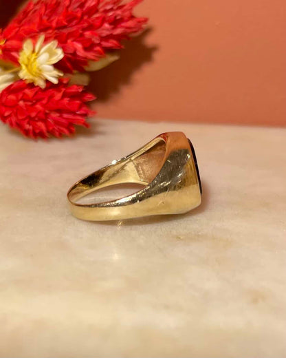 Chevalière vintage Onyx  &amp; Diamant &quot;Astrid&quot;