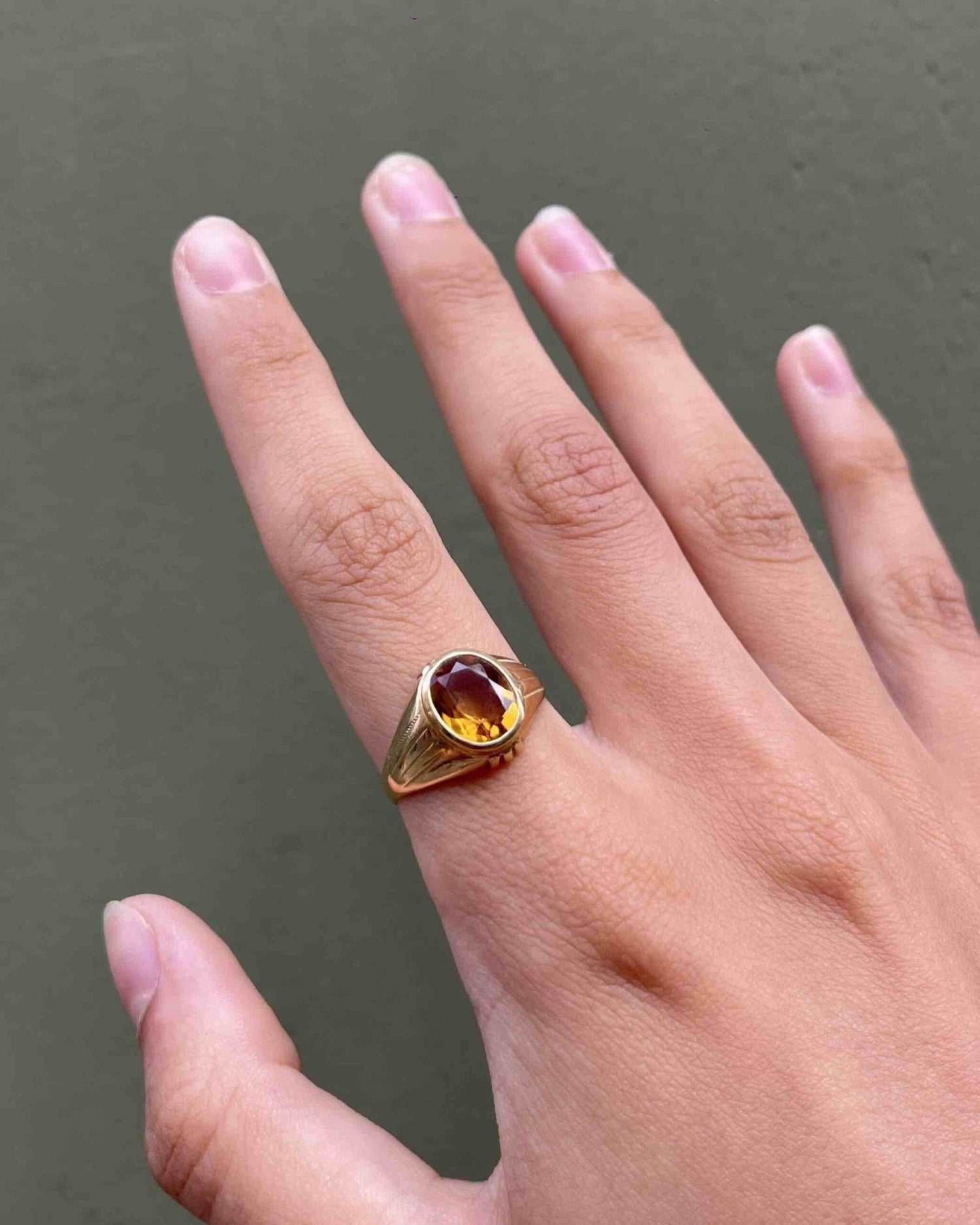 Chevalière vintage citrine &quot;Célestine&quot; - Elliade Paris