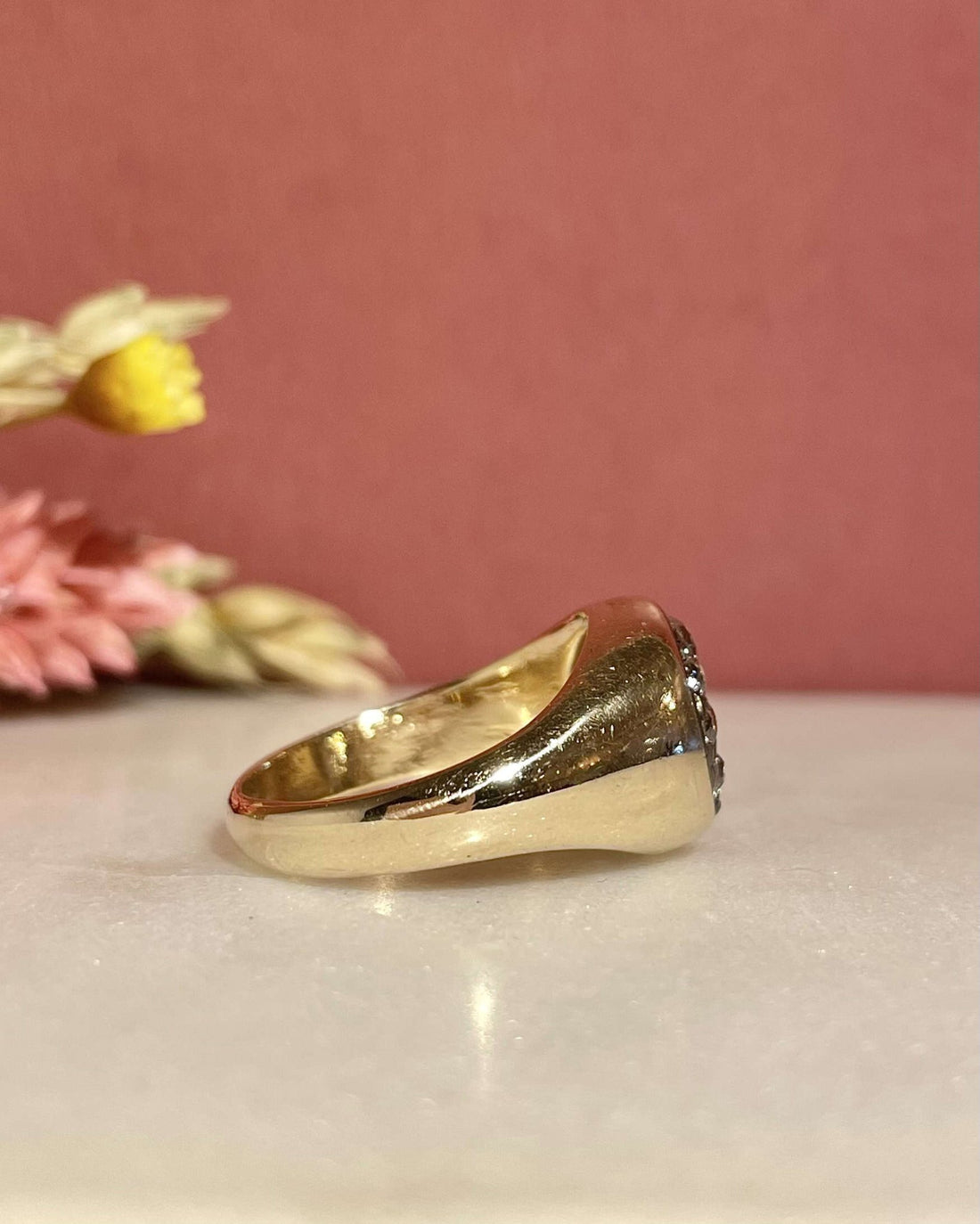 Chevalière Vintage Diamants 0.90 carat &quot;Eryne&quot; - Elliade Paris