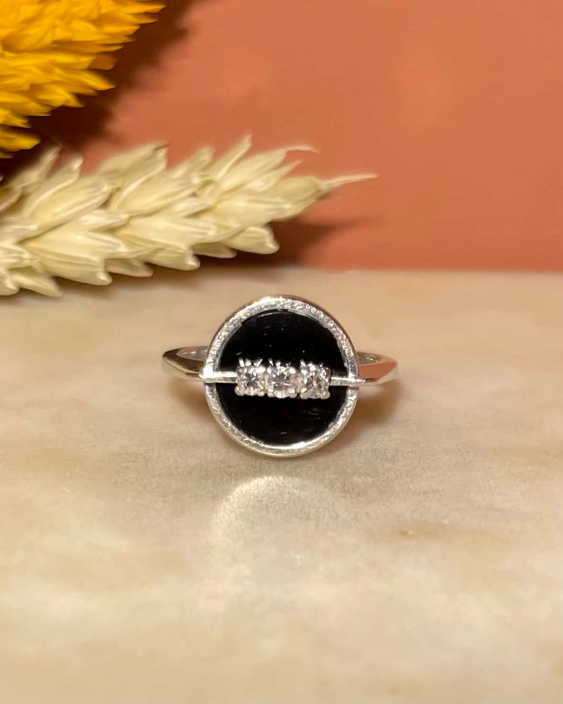 Bague Style Art-déco  Onyx &amp; Diamants &quot;Jordan&quot;