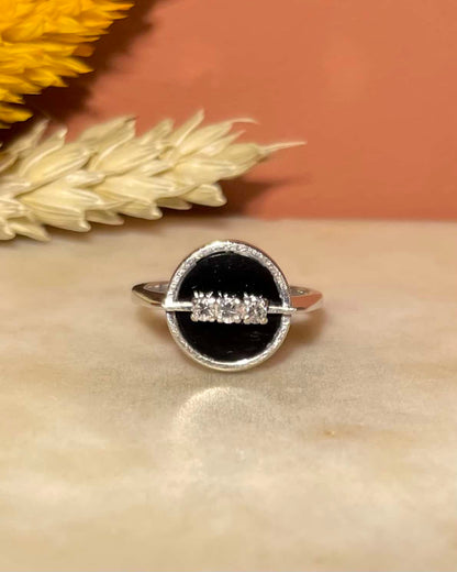 Bague Style Art-déco  Onyx &amp; Diamants &quot;Jordan&quot;