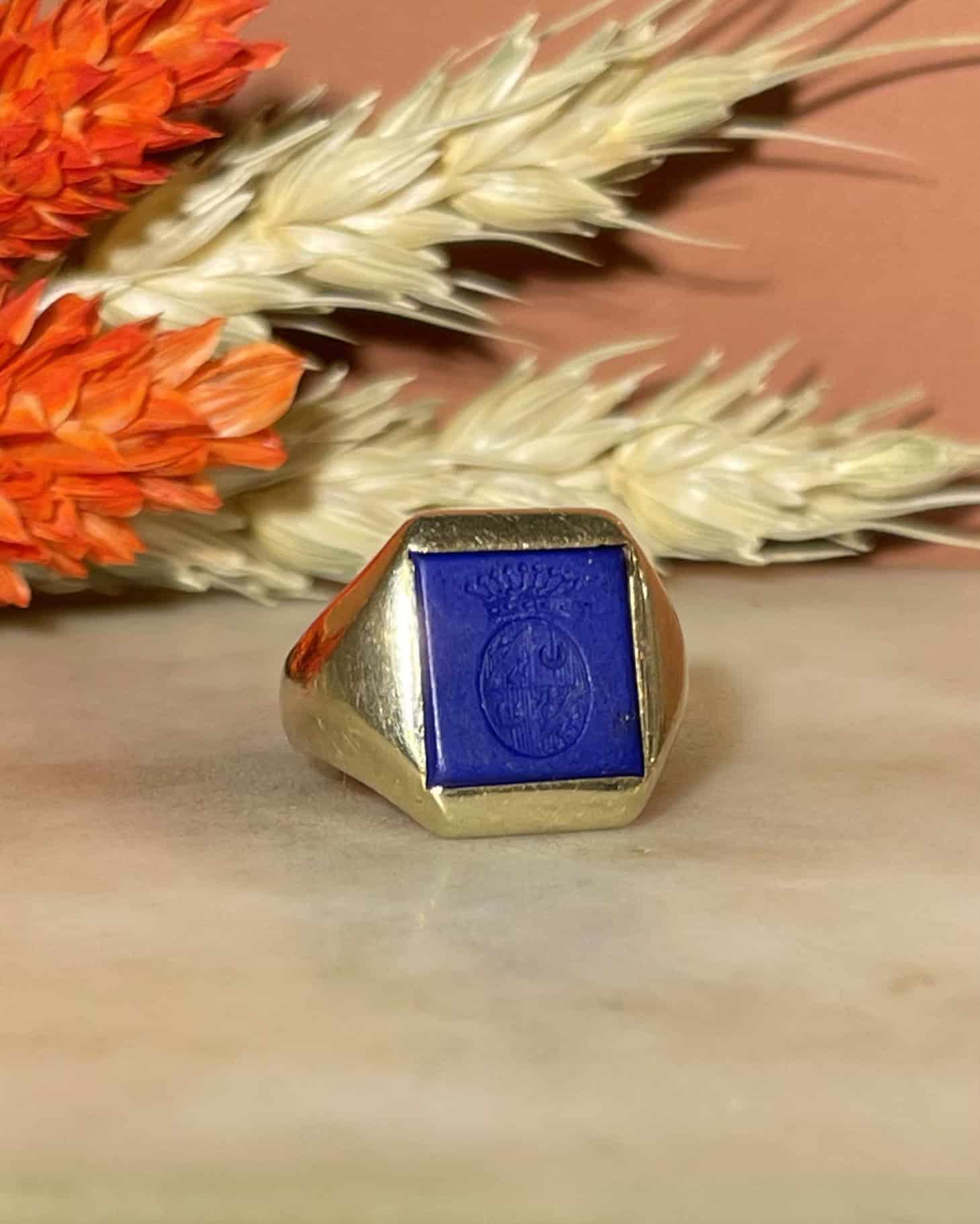 Chevalière Vintage Lapis - Lazuli "Eric" - Elliade Paris