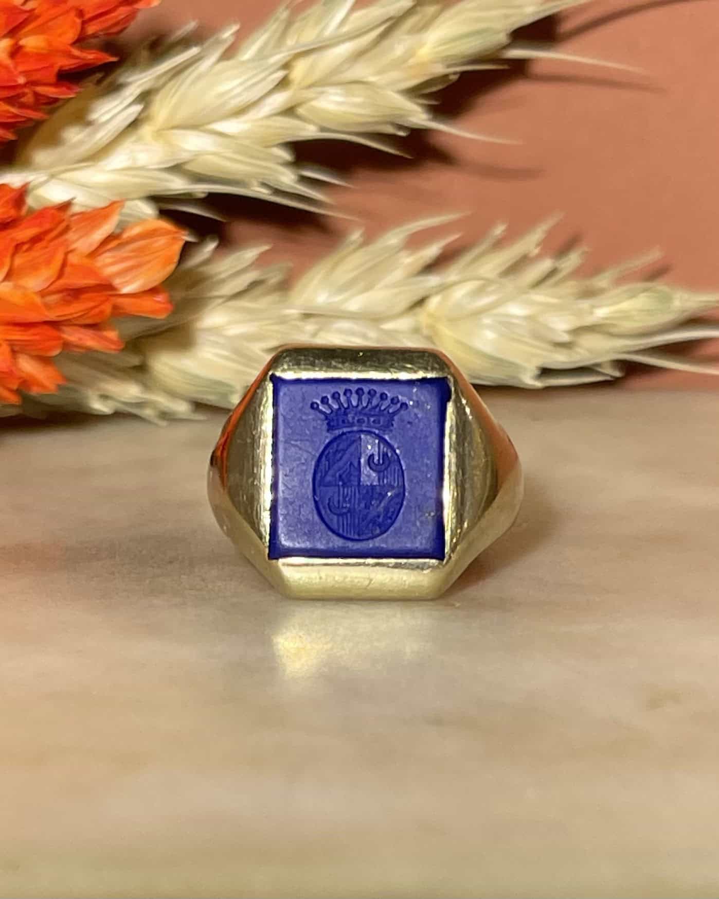 Chevalière Vintage Lapis - Lazuli "Eric" - Elliade Paris