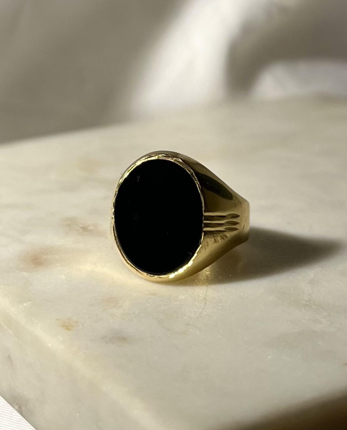 Chevalière vintage Onyx "Aimée" - Elliade Paris