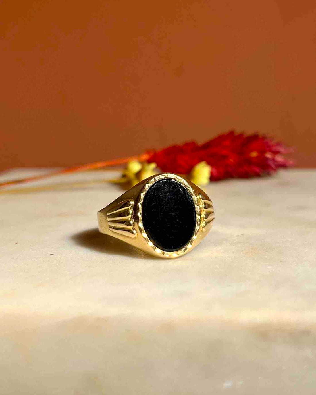 Chevalière vintage Onyx &quot;Gaëlle&quot; - Elliade Paris