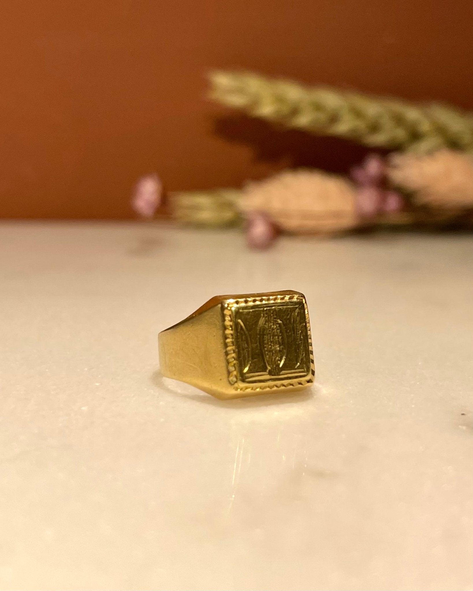 Chevalière Vintage Or 18 carats "Evangeline" - Elliade Paris
