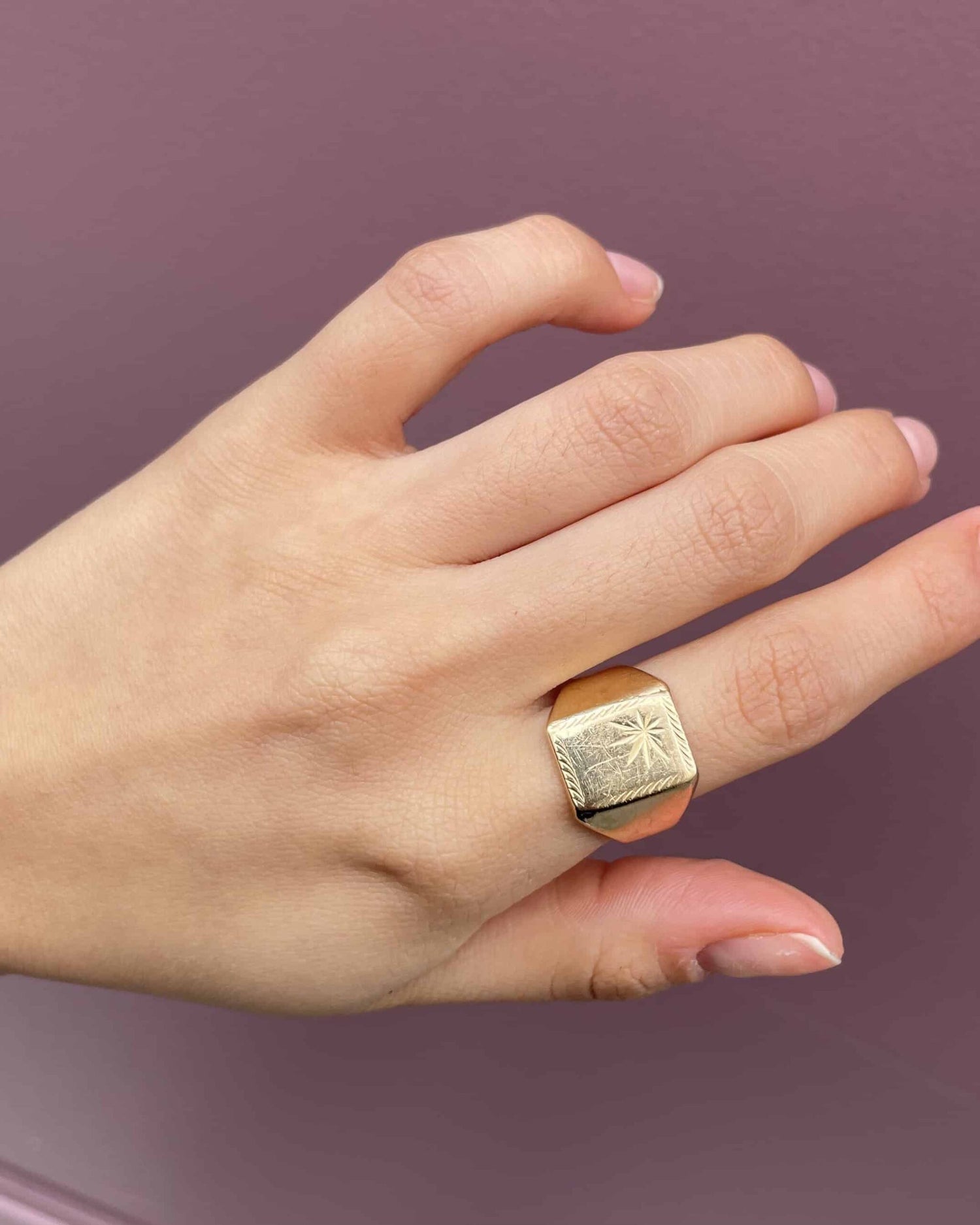 Or Jaune Chevaliere Homme Vintage Vintage 18k Gold