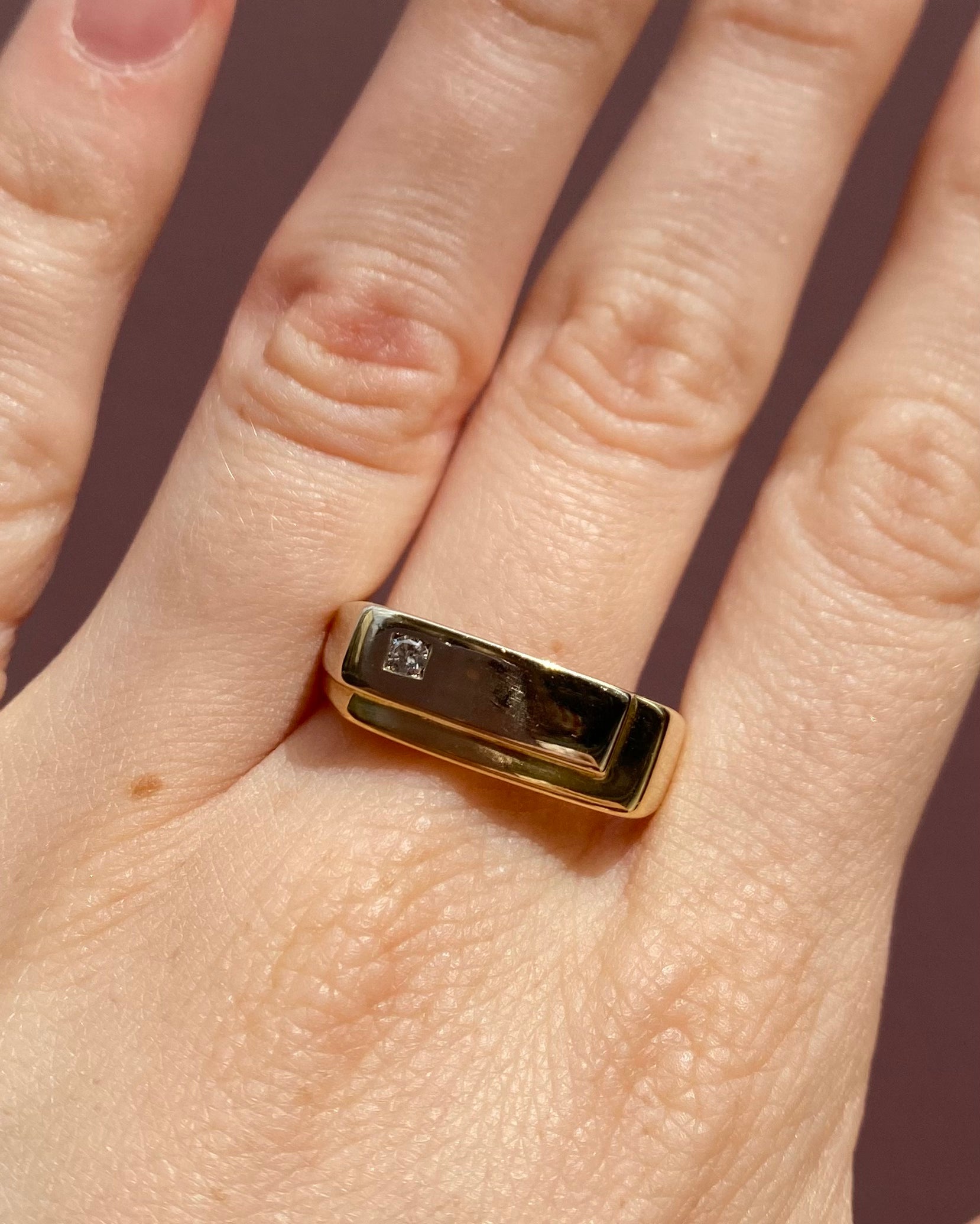 Chevalière Dos Oros 18 Quilates y Diamante "Soléa"
