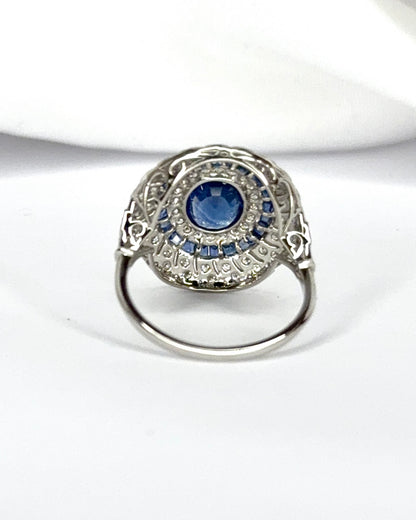 Bague Style Art-Déco Saphirs 1.78 carat &amp; Diamants 0.52 carat "Anéïa"