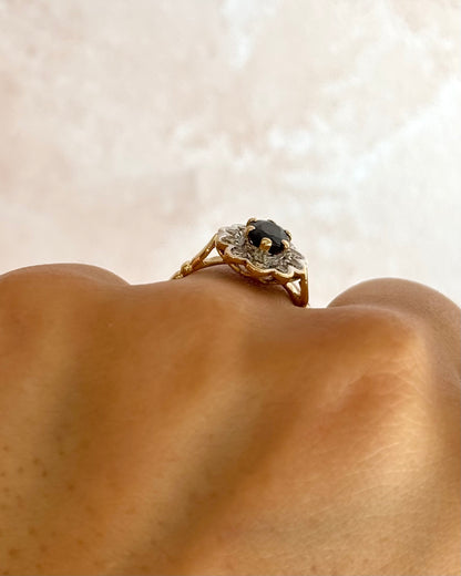 Bague Marguerite Saphir 1.15 carat &amp; Diamants 0.30 carat "Martina"