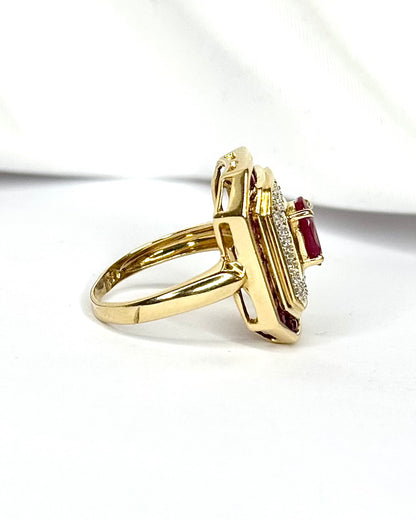 Bague Style Art-Déco Rubis 1.88 carat &amp; Diamants 0.21 carat "Aude"