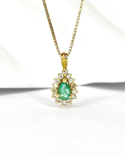 Pendentif Émeraude 0.44 carat &amp; Diamants 0.28 carat "Laly"