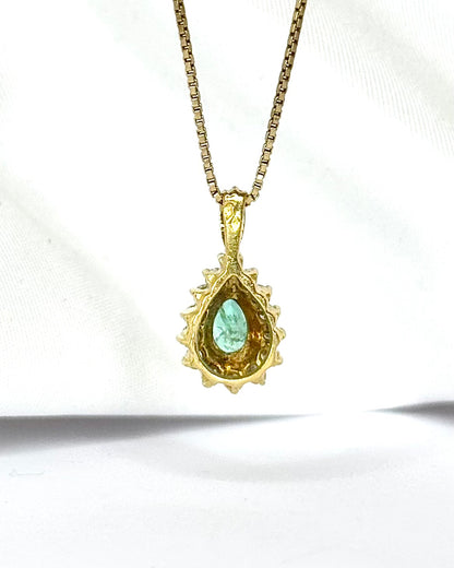 Pendentif Émeraude 0.44 carat &amp; Diamants 0.28 carat "Laly"