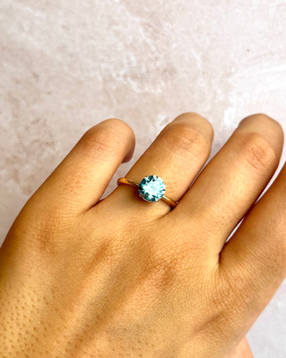 Bague Solitaire Zircon Bleu 2.20 carats "Johan"