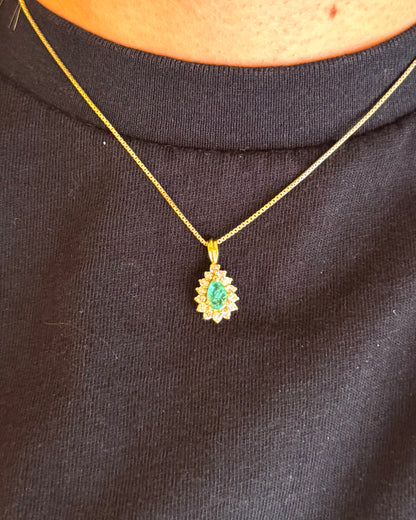 Pendentif Émeraude 0.44 carat &amp; Diamants 0.28 carat "Laly"