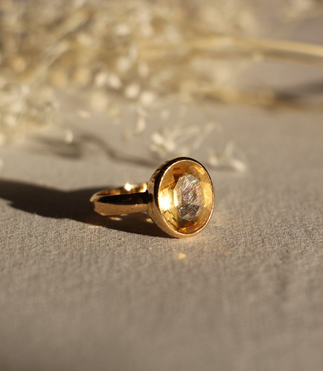 Bague vintage Solitaire Citrine