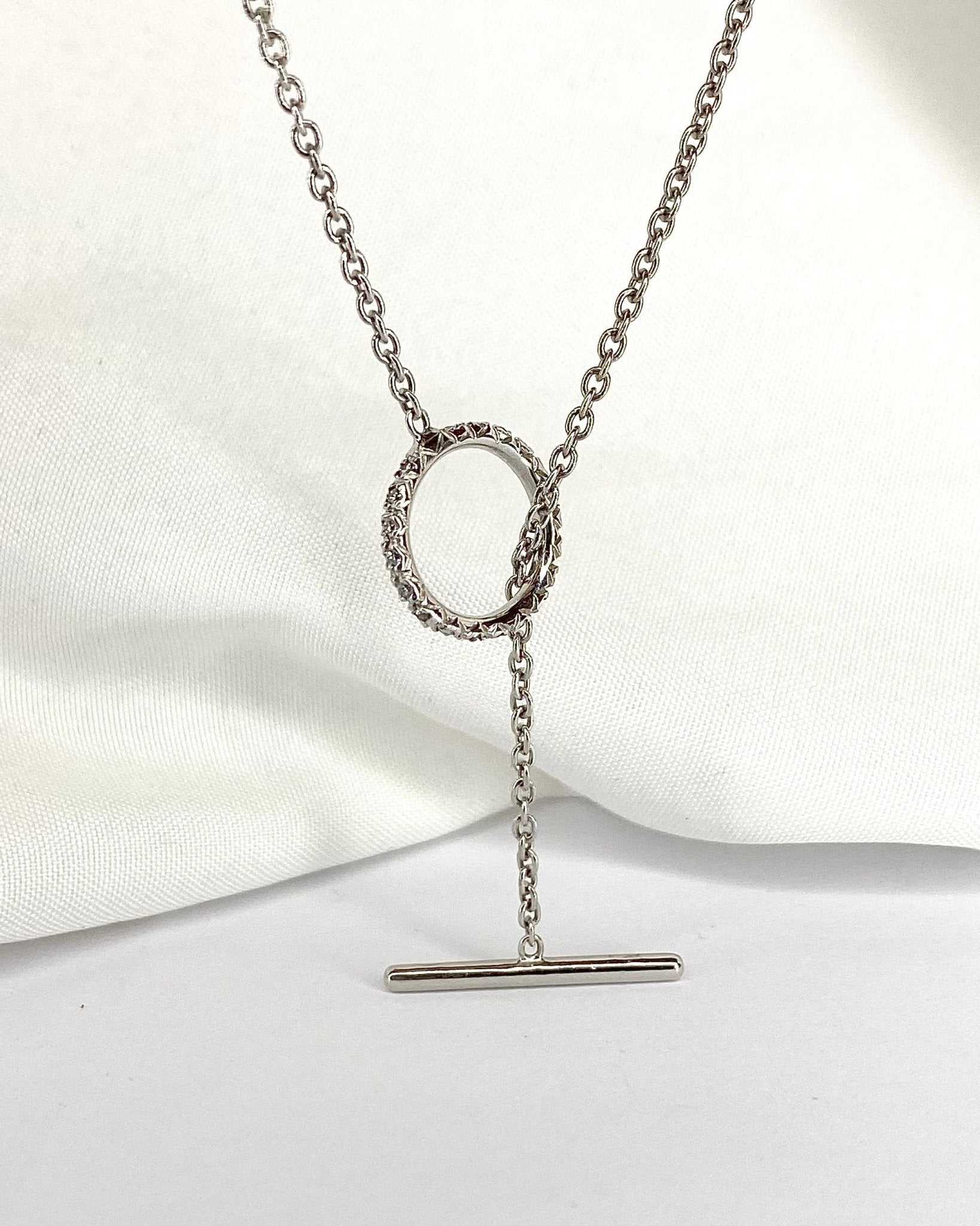Collier 20 Diamants &amp; Or Gris 4.81 g "Evola" - Elliade Paris