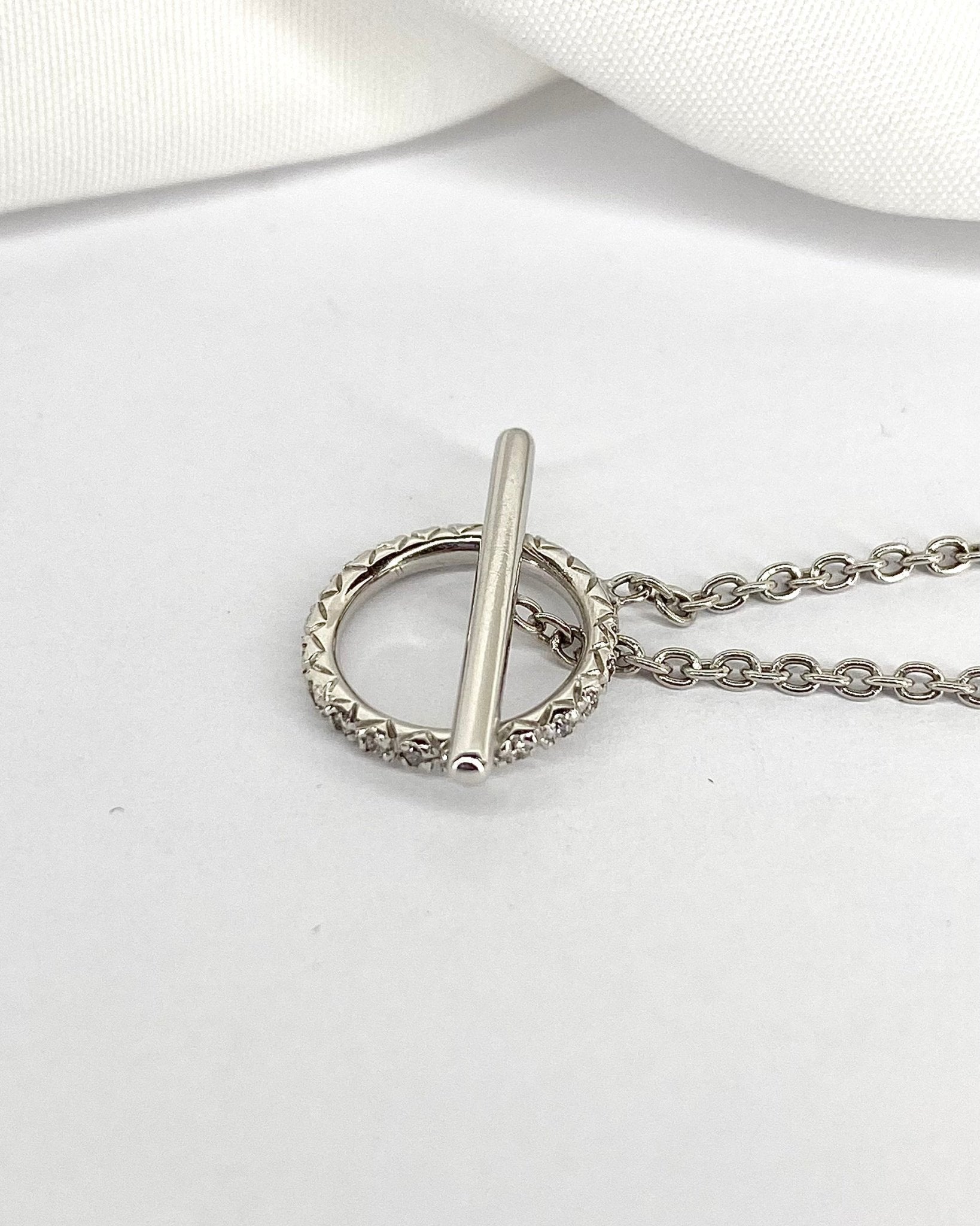 Collier 20 Diamants &amp; Or Gris 4.81 g "Evola" - Elliade Paris