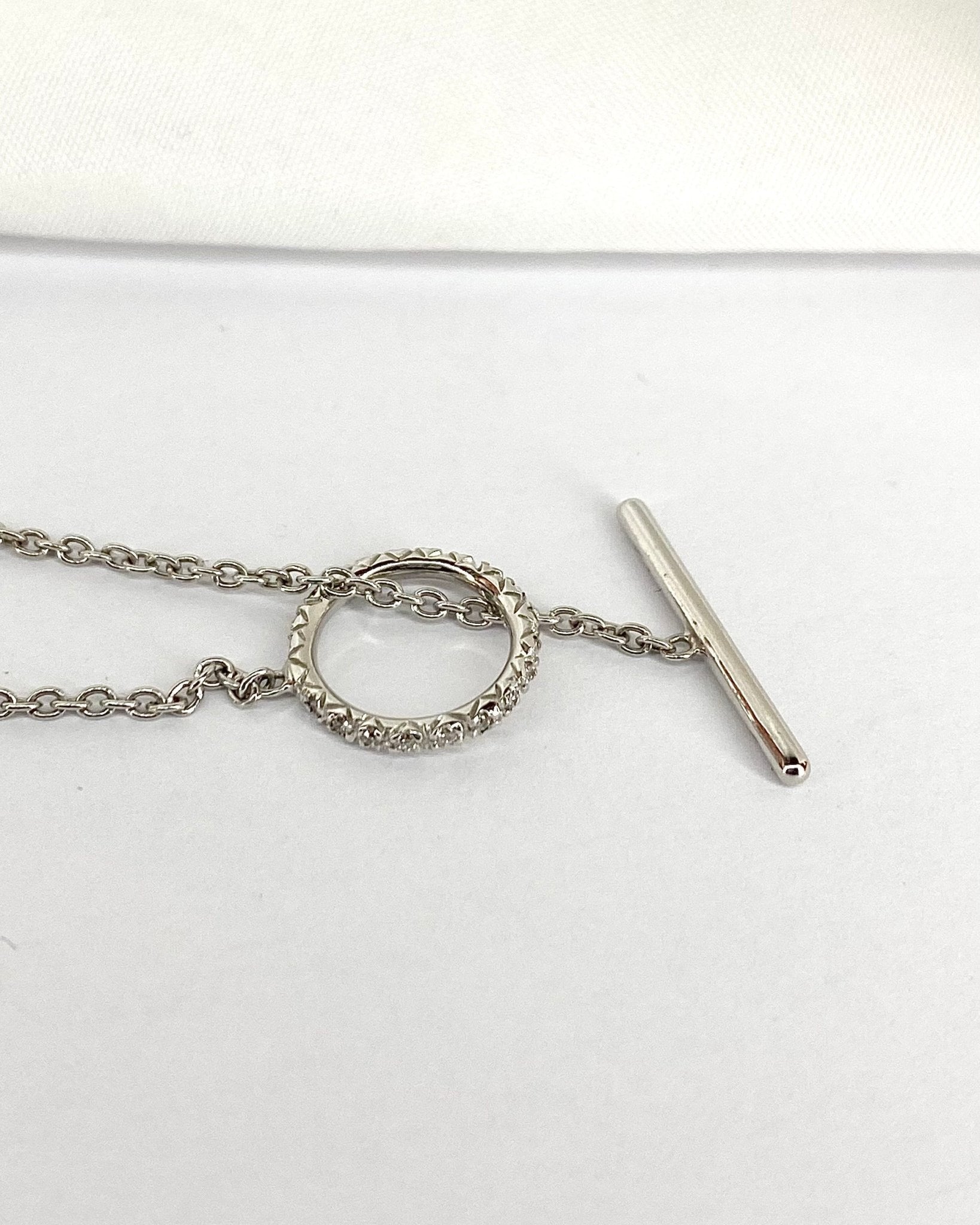 Collier 20 Diamants &amp; Or Gris 4.81 g &quot;Evola&quot; - Elliade Paris