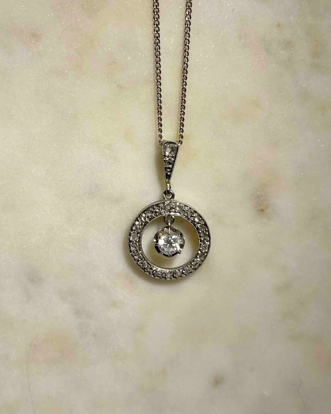 Pendentif Art-déco diamants &quot;Soline&quot;