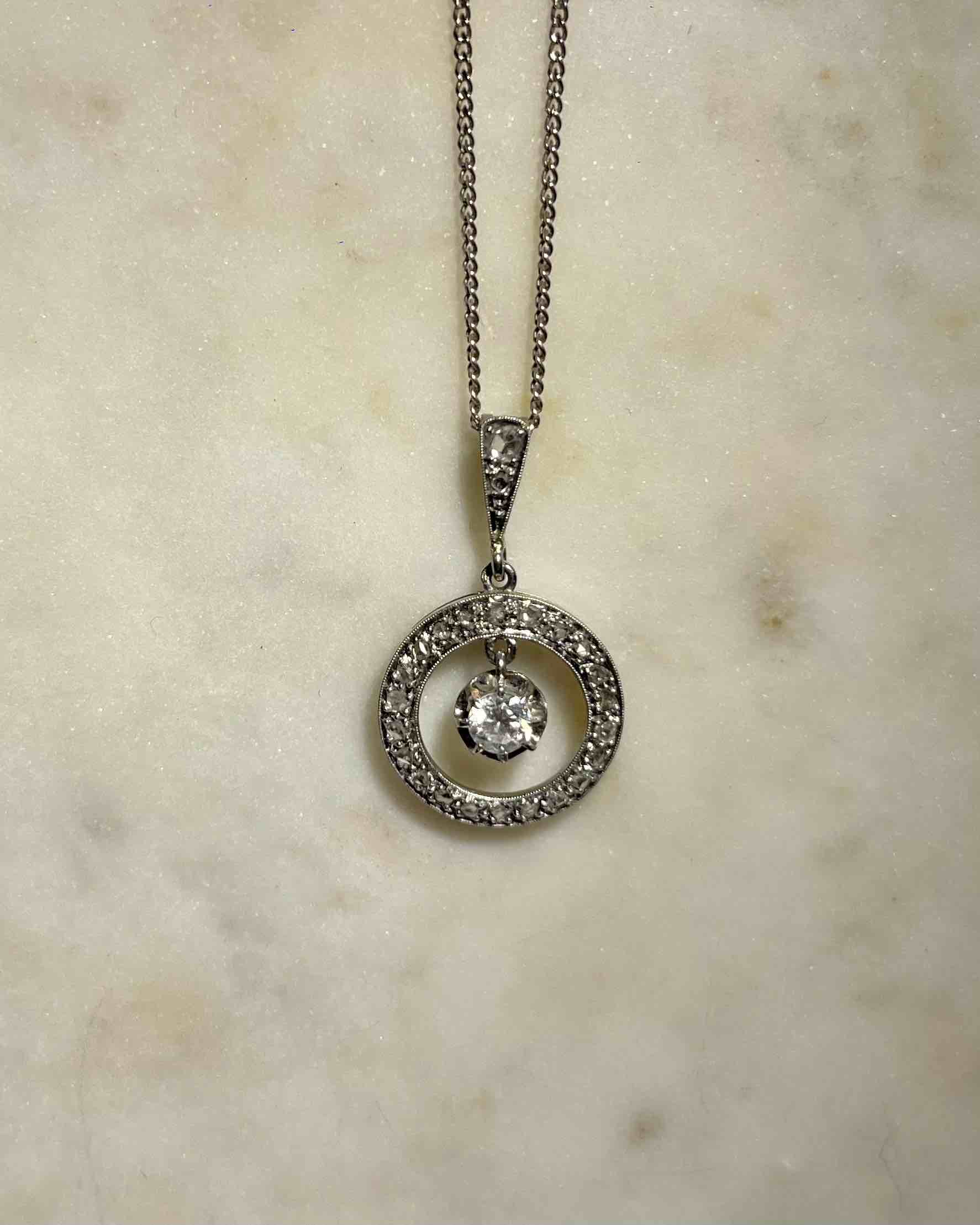 Pendentif Art-déco diamants &quot;Soline&quot;