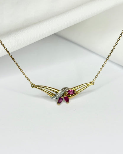 Collier 3 Rubis &amp; 2 Diamants &quot;Aylin&quot; - Elliade Paris